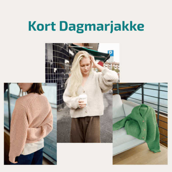 Strikkepakke kort dagmarjakke. strikkepakke dame. norsk ull. fivel. rauma garn