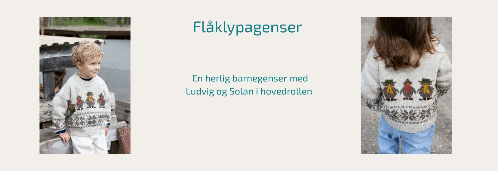 Flåklypagenser barn. strikkepakke flåklypagenser. finull. rauma garn. norsk ull